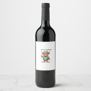 Etiqueta Para Botella De Vino Higienista dental de vaca de las Highlands linda c