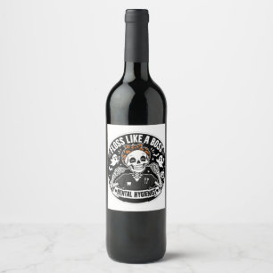 Etiqueta Para Botella De Vino Higienista Dental Esqueleto de Halloween 