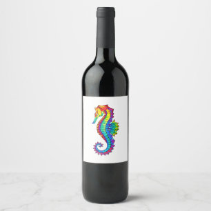 Etiqueta Para Botella De Vino Hipoahoría marino poligonal arcoiris