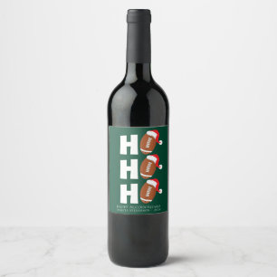 Etiqueta Para Botella De Vino Ho Ho Ho Fútbol   Humor Divertido de la Temporada 