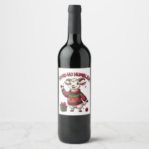 Etiqueta Para Botella De Vino Ho Ho Ho Sombrero de Santa Navidad Cabra de Santa 