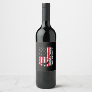 Etiqueta Para Botella De Vino Hockey Bandera Americana Deportes Retro Vintage