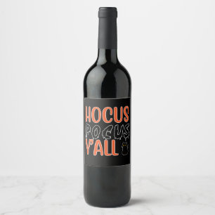 Etiqueta Para Botella De Vino Hocus Pocus Y'all Halloween Cat Design