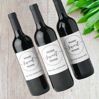 Etiqueta Para Botella De Vino Hogar dulce hogar nuevo regalo de casa del agente