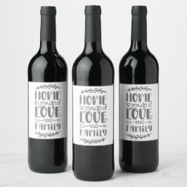 Etiqueta Para Botella De Vino Hogar hecho de amor y familia amor lindo flor quo