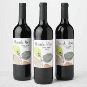 Etiqueta Para Botella De Vino Hoja de acuarela estética moderna