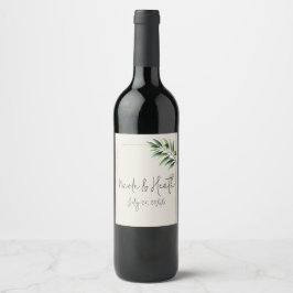 Etiqueta Para Botella De Vino Hoja de olivo verde hueso blanco y boda rústica do