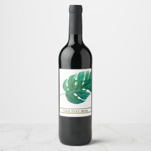 Etiqueta Para Botella De Vino Hoja de palma verde tropical boda de verano hawaia