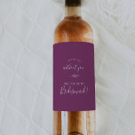 Etiqueta Para Botella De Vino Hoja mínima | Propuesta de la dama de honor morada<br><div class="desc">La etiqueta de vino de la propositora de bizcocho de hoja mínima es perfecta para un boda boho. El diseño presenta una sencilla silueta de hojas de vegetación en un romántico color violeta estival con un minimalista estilo bohemio-jardín.</div>