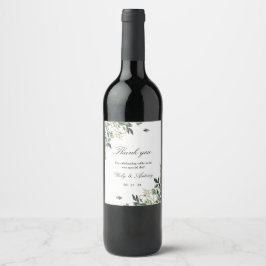 Etiqueta Para Botella De Vino Hojas botánicas, Boda de la vegetación moderna