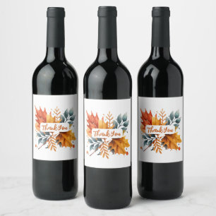 Etiqueta Para Botella De Vino Hojas de color de otoño de acuarela