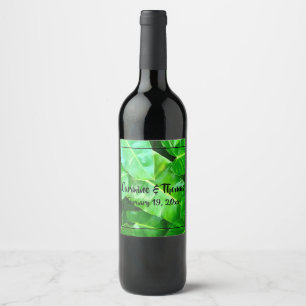 Etiqueta Para Botella De Vino Hojas de palma, follaje tropical, selva