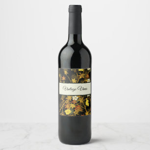 Etiqueta Para Botella De Vino Hojas japonesas de otoño Antiguo Botánico