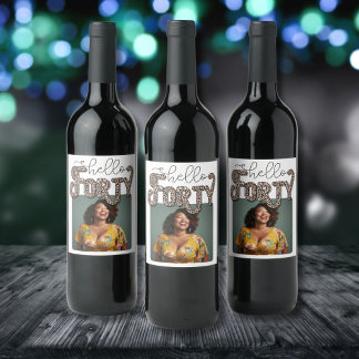 Etiqueta Para Botella De Vino Hola 40, cuarenta fotos personalizados, 40 cumplea