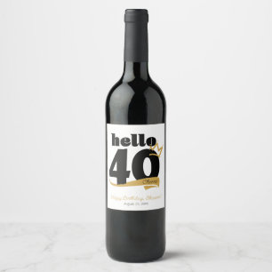 Etiqueta Para Botella De Vino Hola 40 Milestone Birthday Gold Crown