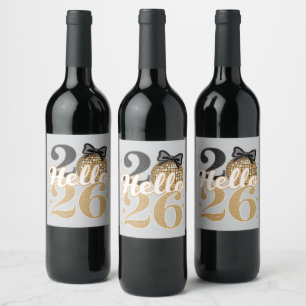 Etiqueta Para Botella De Vino Hola Celebración de Bola de Disco 2026