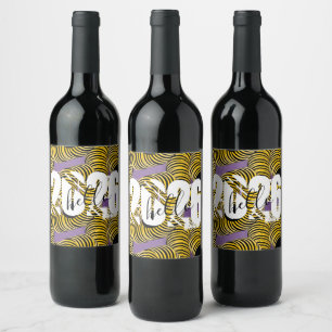 Etiqueta Para Botella De Vino Hola fuente negrita alucinante de año nuevo 2026