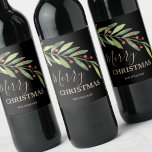 Etiqueta Para Botella De Vino Holly Holiday Christmas<br><div class="desc">Make your own wine labels for holiday gifts or favors with these personalized labels featuring modern, elegant holly and berries with your message in chic lettering in any color and on any color background. All text, fonts and font colors can be modified, just click the "customize further" link and use...</div>