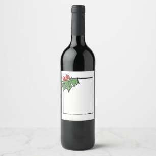 Etiqueta Para Botella De Vino Holly Leaves y bayas   Festín de vacaciones