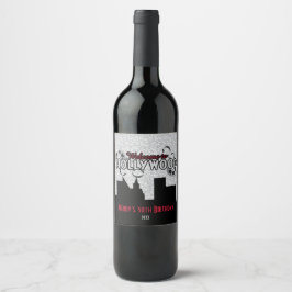 Etiqueta Para Botella De Vino Hollywood glamuroso con Purpurina plateado