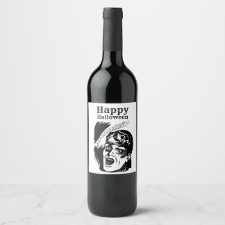 Etiqueta Para Botella De Vino Hombre de cómic retro gritando texto personalizado
