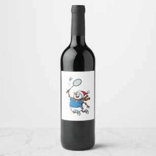 Etiqueta Para Botella De Vino Hombre de nieve Lacrosse Navidad 2026 Deportes Nav