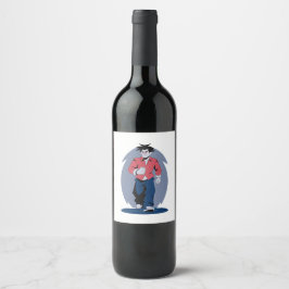 Etiqueta Para Botella De Vino Hombre enojado caminando