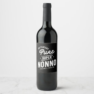 Etiqueta Para Botella De Vino Hombres 100% Regalo Super Nonno Puro