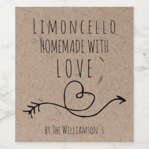 Etiqueta Para Botella De Vino Homemade with Love Limoncello Kraft Paper