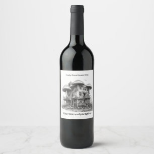 Etiqueta Para Botella De Vino Hongos negros y blancos