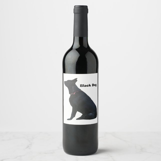 Etiqueta Para Botella De Vino Horno de perro negro (Anverso)