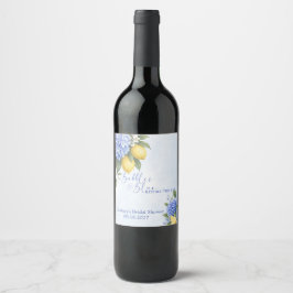 Etiqueta Para Botella De Vino Hortensia Azul Algo Azul Fiesta de Despedida de So