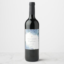 Etiqueta Para Botella De Vino Hortensia floral Bautizo