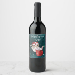 Etiqueta Para Botella De Vino Hot Cocoa y Marshmallow Twin Baby Shower