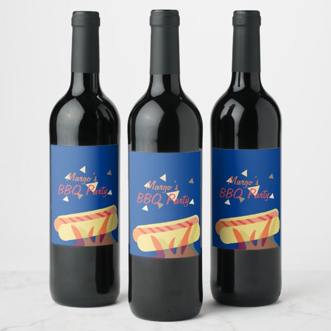 Etiqueta Para Botella De Vino Hotdog Cookout BBQ Birday Party (Botellas)