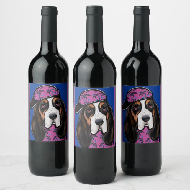 Etiqueta Para Botella De Vino Hound Basset (Botellas)