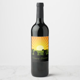 Etiqueta Para Botella De Vino Huevo de pintura de conejo de Pascua