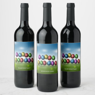Etiqueta Para Botella De Vino Huevos coloridos de Pascua