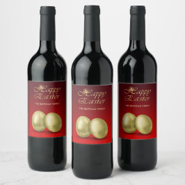 Etiqueta Para Botella De Vino Huevos dorados de Pascua Glam en rojo exuberante