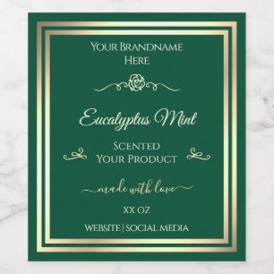 Etiqueta Para Botella De Vino Hunter Green Product Label Gold Frame Vintage Rosa