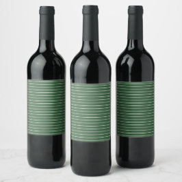 Etiqueta Para Botella De Vino Hunter Green y White Thin Horizontal Striping