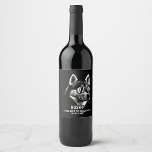 Etiqueta Para Botella De Vino Husky Siberiano, Perro Oficial, El Más Coolero