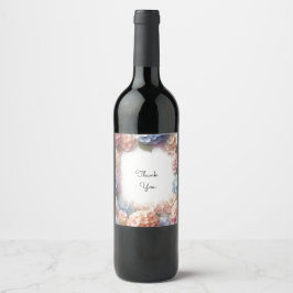 Etiqueta Para Botella De Vino Hydrangea Agradecimiento Acuarela