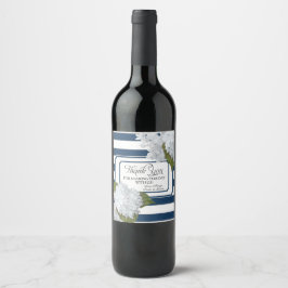 Etiqueta Para Botella De Vino Hydrangea Floral Blanca Floral Moderna elegante ba