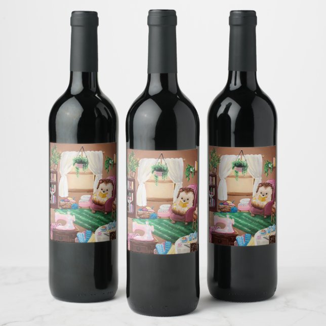 Etiqueta Para Botella De Vino Hygge Hedgehog (Botellas)