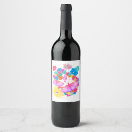 Etiqueta Para Botella De Vino I Love Flowers. Butterfly Dream