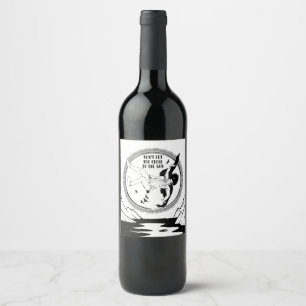 Etiqueta Para Botella De Vino Ícaro Blanco y negro