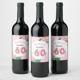 Etiqueta Para Botella De Vino Ilustracion acuático exótico floral rosado de vera