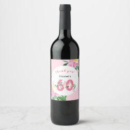 Etiqueta Para Botella De Vino Ilustracion acuático exótico floral rosado de vera