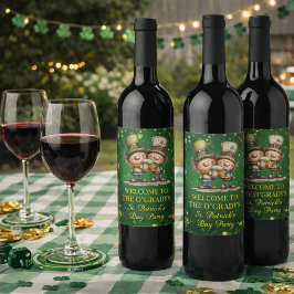 Etiqueta Para Botella De Vino Ilustración alegre de fiesta del Día de San Patric
